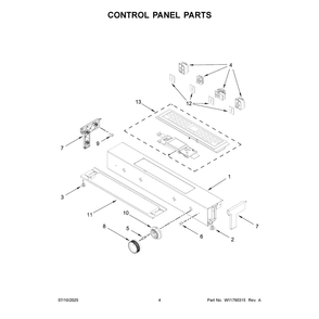 Control Panel Parts Diagram and Parts List for YKSES330SPS0  KitchenAid Range