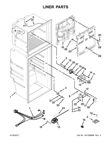 Liner Parts Diagram and Parts List for 10676399413  Kenmore Refrigerator