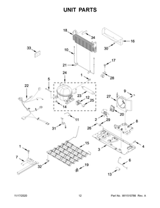 Unit Parts Diagram and Parts List for WRB322DMHV02  Whirlpool Refrigerator