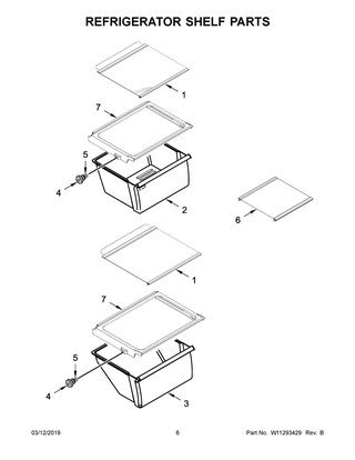 Refrigerator Shelf Parts Diagram and Parts List for WRS315SDHZ01  Whirlpool Refrigerator