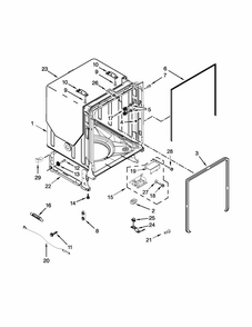 Tub And Frame Parts Diagram and Parts List for IUD7555DS2  Whirlpool Dishwasher
