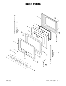 Door Parts Diagram and Parts List for WFC315S0JB4  Whirlpool Range