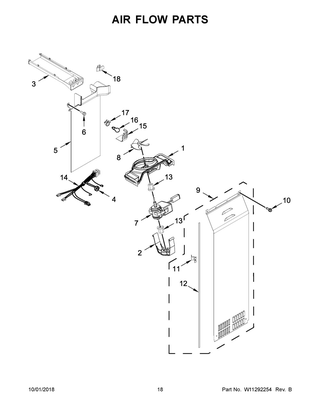 Air Flow Parts Diagram and Parts List for WRS571CIHW01  Whirlpool Refrigerator