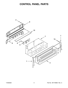 03 - Control Panel Parts Diagram and Parts List for MGT8800FZ11  Whirlpool Range