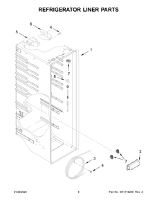 Refrigerator Liner Parts Diagram and Parts List for WRS335SDHB07  Whirlpool Refrigerator