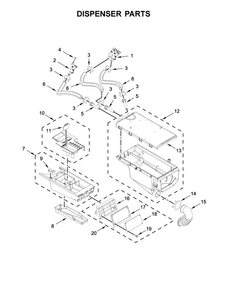 Dispenser Parts Diagram and Parts List for CHW9160GW0  Whirlpool Washer