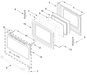 Door Parts Diagram and Parts List for MFES7030SZ0  Whirlpool Range