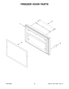 Freezer Door Parts Diagram and Parts List for KRFF302EBS06  KitchenAid Refrigerator
