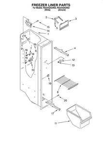 Freezer Liner Diagram and Parts List for RS22AQXGN03  Roper Refrigerator