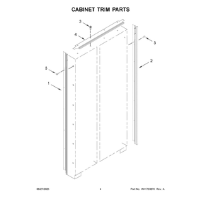 Cabinet Trim Parts Diagram and Parts List for KBSN708MPS01  KitchenAid Refrigerator