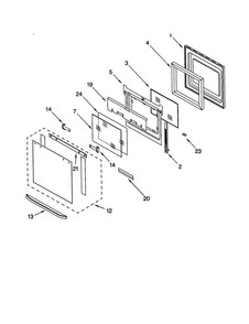 Oven Door Diagram and Parts List for KEMS377GBL1  KitchenAid Microwave Oven Combo