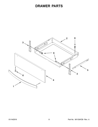 Drawer Parts Diagram and Parts List for YWEE750H0HV1  Whirlpool Range