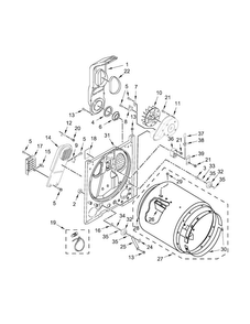 Bulkhead Parts Diagram and Parts List for WED4616FW0  Whirlpool Dryer