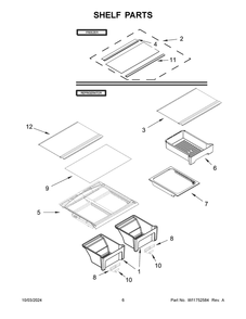 04 - Shelf Parts Diagram and Parts List for WRT518SZKV03  Whirlpool Refrigerator