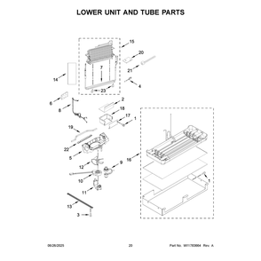 Lower Unit And Tube Parts Diagram and Parts List for KBFN542SPS00  KitchenAid Refrigerator