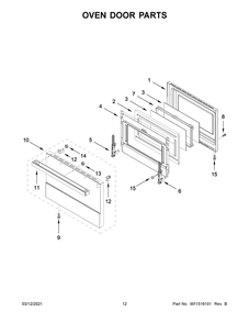 Oven Door Parts Diagram and Parts List for JGRP436HM01  Whirlpool Range