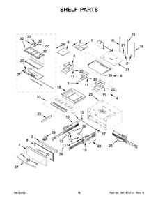 Shelf Parts Diagram and Parts List for WRX986SIHZ02  Whirlpool Refrigerator