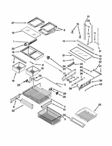 Shelf Parts Diagram and Parts List for 59679219013  Kenmore Refrigerator