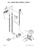 FILL, DRAIN AND OVERFILL PARTS Diagram and Parts List for 7WDF530PAYM5  Whirlpool Dishwasher