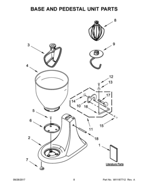 05 - BASE AND PEDESTAL UNIT PARTS Diagram and Parts List for 3KSM95TWH0  Whirlpool Mixer