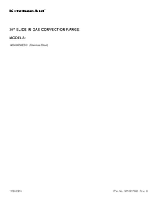 Cover Sheet Diagram and Parts List for KSGB900ESS1  KitchenAid Range