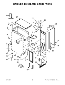 Cabinet, Door And Liner Parts Diagram and Parts List for KUIX335HBL00  Whirlpool Refrigerator