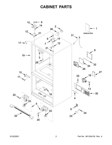 Cabinet Parts Diagram and Parts List for MFC2062FEZ05  Whirlpool Refrigerator
