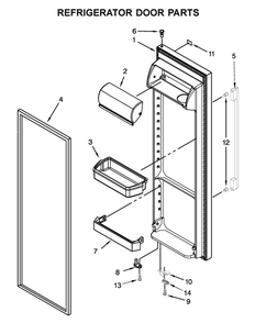 Refrigerator Door Parts Diagram and Parts List for WRSA15SNHN00  Whirlpool Refrigerator