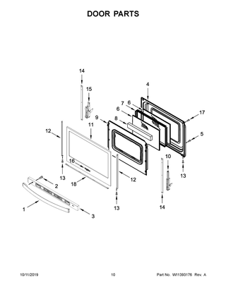 Door Parts Diagram and Parts List for WFG525S0JT0  Whirlpool Range