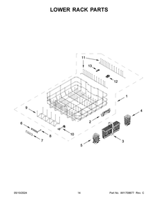 Lower Rack Parts Diagram and Parts List for KDTF924PPA0  KitchenAid Dishwasher