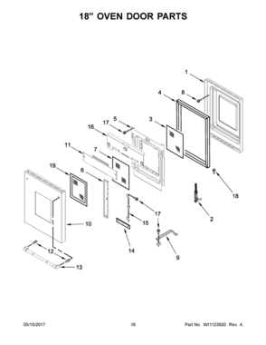 09 - 18" OVEN DOOR PARTS Diagram and Parts List for JDRP548WP03  Whirlpool Range