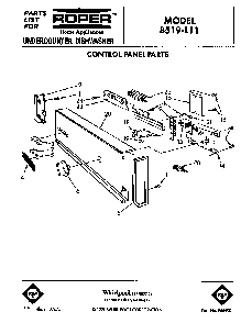 Control Panel Diagram and Parts List for 8519L11  Roper Dishwasher