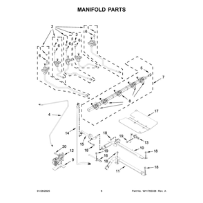 Manifold Parts Diagram and Parts List for WEG750H0HB7  Whirlpool Range