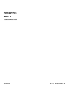 Cover Sheet Diagram and Parts List for 5GBB22PRAW00  Whirlpool Refrigerator