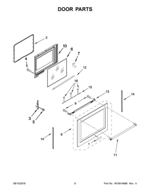 05 - DOOR PARTS Diagram and Parts List for YKFEG500ESS1  Whirlpool Range