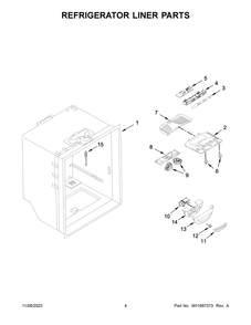 Refrigerator Liner Parts Diagram and Parts List for WRB329RFBM05  Whirlpool Refrigerator