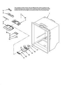 Refrigerator Liner Parts Diagram and Parts List for KBRS22KTSS11  KitchenAid Refrigerator