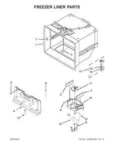Freezer Liner Parts Diagram and Parts List for KRMF706ESS01  KitchenAid Refrigerator