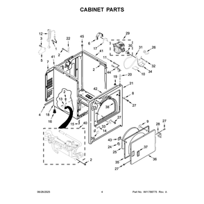 Cabinet Parts Diagram and Parts List for WGD4105SW0  Whirlpool Dryer