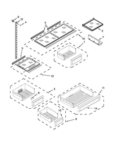 Shelf Parts Diagram and Parts List for KBFC42FTS08  KitchenAid Refrigerator