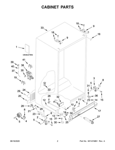Cabinet Parts Diagram and Parts List for WRS335SDHW03  Whirlpool Refrigerator