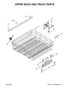 Upper Rack And Track Parts Diagram and Parts List for 66514529N610  Kenmore Dishwasher