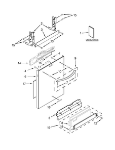 Door And Panel Parts Diagram and Parts List for KDTE704DWH0  KitchenAid Dishwasher