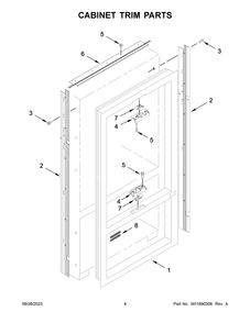Cabinet Trim Parts Diagram and Parts List for KBFN506EPA05  KitchenAid Refrigerator
