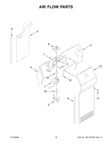 10 - Air Flow Parts Diagram and Parts List for ASI2575GRB12  Whirlpool Refrigerator