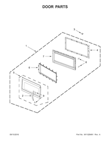 Door Parts Diagram and Parts List for WMH53520CS5  Whirlpool Microwave