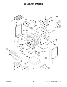 Chassis Parts Diagram and Parts List for WFE550S0LW3  Whirlpool Range