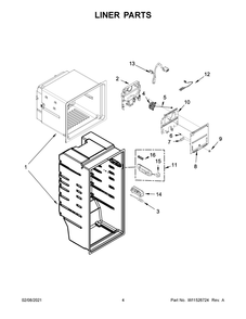 Liner Parts Diagram and Parts List for 10667803410  Whirlpool Refrigerator