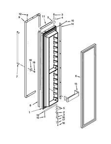 Freezer Door Parts Diagram and Parts List for KBSN602ESS00  KitchenAid Refrigerator