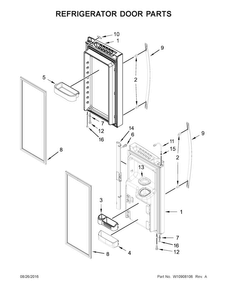 Refrigerator Door Parts Diagram and Parts List for WRF555SDFZ01  Whirlpool Refrigerator